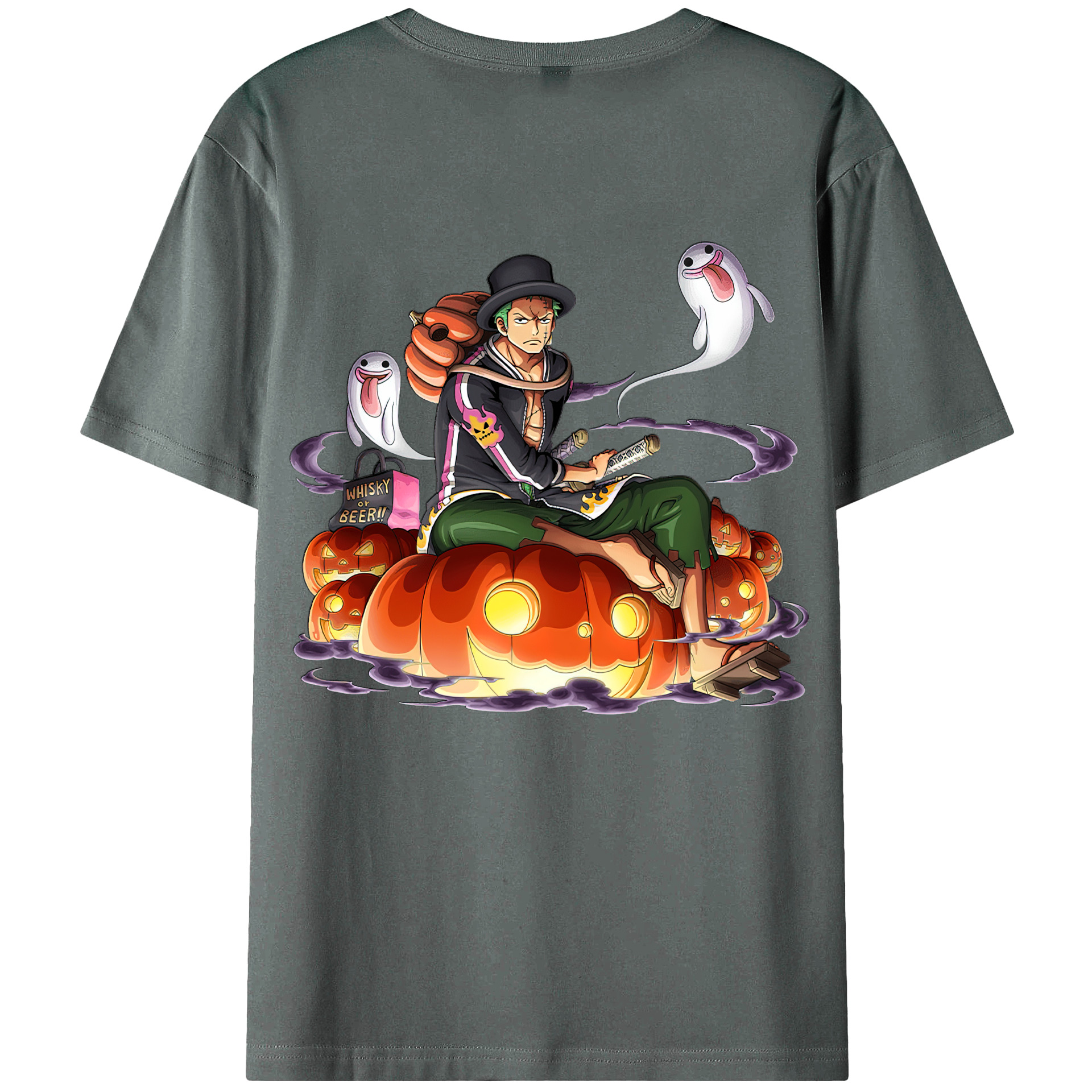 ワンピース ロロノア・ゾロ ONE PIECE Roronoa Zoro 綿100％ メンズ半袖Tシャツ（バックプリント） 通気性